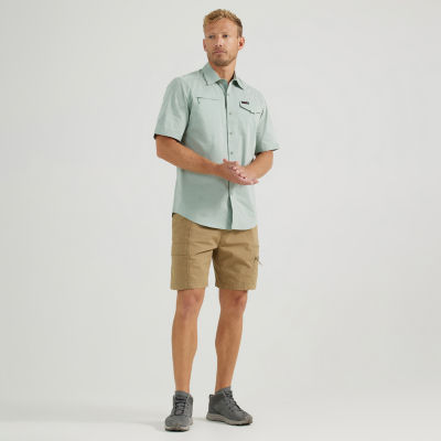 Wrangler Aysmmetric Utility Mens Short Sleeve Button-Down Shirt