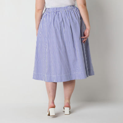 St. John's Bay Womens High Rise Stretch Fabric Midi A-Line Skirt-Plus