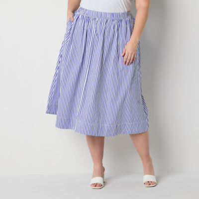 St. John's Bay Womens High Rise Stretch Fabric Midi A-Line Skirt-Plus