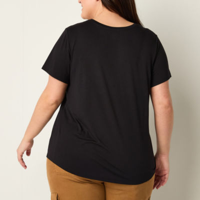 a.n.a Womens Scoop Neck Short Sleeve Plus T-Shirt