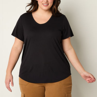 a.n.a Womens Scoop Neck Short Sleeve Plus T-Shirt