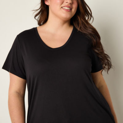 a.n.a Womens Scoop Neck Short Sleeve Plus T-Shirt