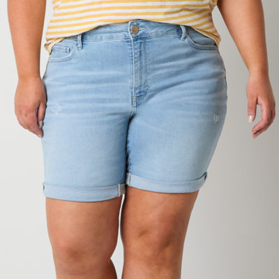 a.n.a Womens High Rise 8" Denim Short-Plus