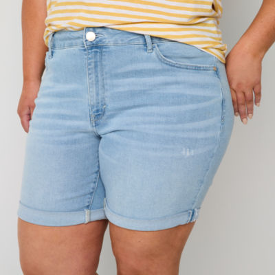 a.n.a Womens High Rise 8" Denim Short-Plus