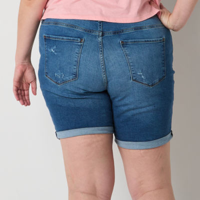 a.n.a Womens High Rise 8" Denim Short-Plus