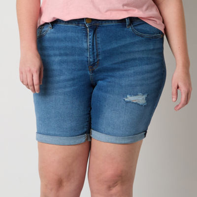 a.n.a Womens High Rise 8" Denim Short-Plus