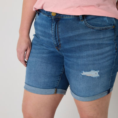 a.n.a Womens High Rise 8" Denim Short-Plus