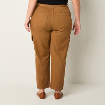 a.n.a Womens Mid Rise Straight Cargo Pant-Plus