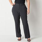 Liz Claiborne-Plus Lisa Womens Mid Rise Flare Pull-On Pants, Color: Black -  JCPenney