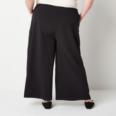 Liz Claiborne-Plus Womens Mid Rise Wide Leg Pull-On Pants