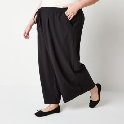 Liz Claiborne-Plus Womens Mid Rise Wide Leg Pull-On Pants