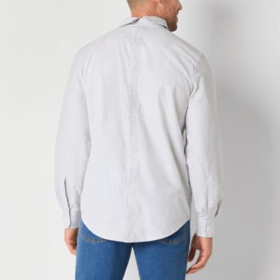 St. John's Bay Performance Oxford Mens Easy-on + Easy-off Seated Wear Adaptive Classic Fit Long Sleeve Button-Down Shirt