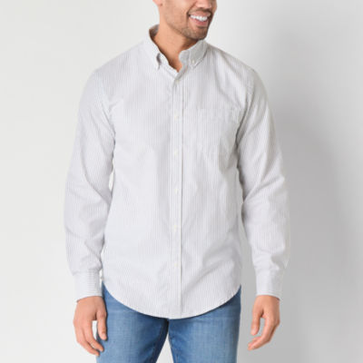 St. John's Bay Performance Oxford Mens Easy-on + Easy-off Seated Wear Adaptive Classic Fit Long Sleeve Button-Down Shirt