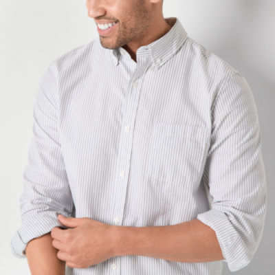 St. John's Bay Performance Oxford Mens Easy-on + Easy-off Seated Wear Adaptive Classic Fit Long Sleeve Button-Down Shirt