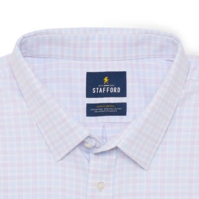 Stafford Big Mens Regular Fit Stretch Fabric Wrinkle Free Long Sleeve Dress Shirt