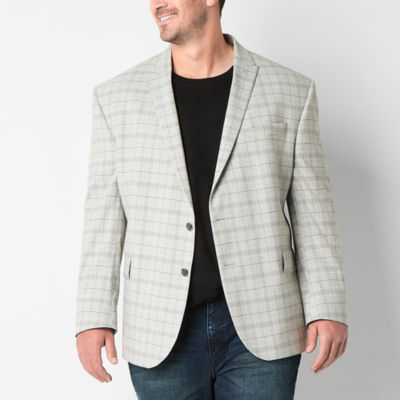 J. Ferrar Mens Big and Tall Plaid Stretch Fabric Classic Fit Sport Coat