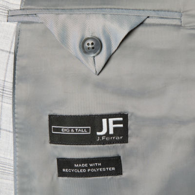 J. Ferrar Mens Big and Tall Plaid Stretch Fabric Classic Fit Sport Coat