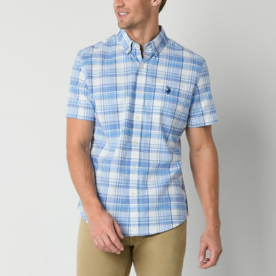 U.S. Polo Assn. Mens Classic Fit Short Sleeve Plaid Button-Down Shirt