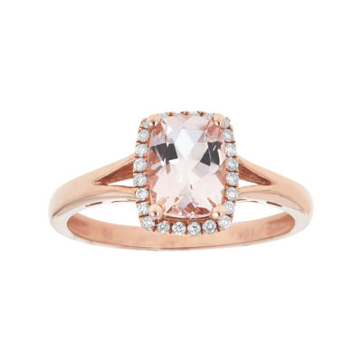 LIMITED QUANTITIES  Genuine Morganite and 1/8 CT. T.W. Diamond Rose Gold Ring