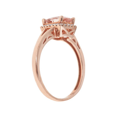 LIMITED QUANTITIES  Genuine Morganite and 1/8 CT. T.W. Diamond Rose Gold Ring