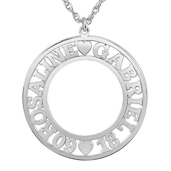 Personalized Couples Name and Date 28mm Circle Pendant Necklace