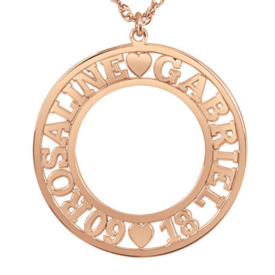 Personalized Couples Name and Date 28mm Circle Pendant Necklace