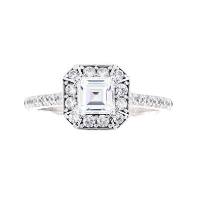 DiamonArt® Cubic Zirconia Sterling Silver Engagement Ring with Enhancer