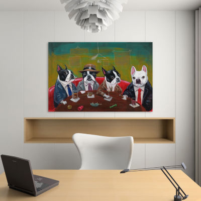 Icanvas 3 Boston Terriers And A French Bulldog Canvas Art