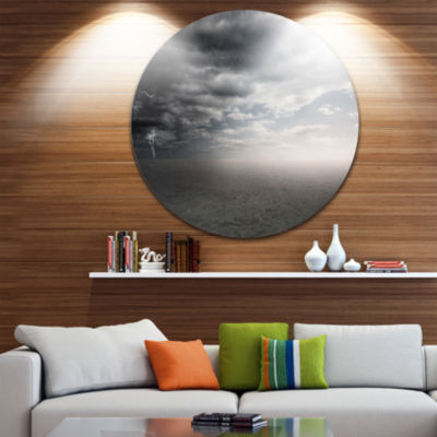 Design Art Dark Desert Landscape Disc PhotographyCircle Metal Wall Art, Color Grey JCPenney