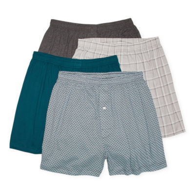 Stafford Knit Mens 4 Pack Boxers, Color: Teal Gray - JCPenney