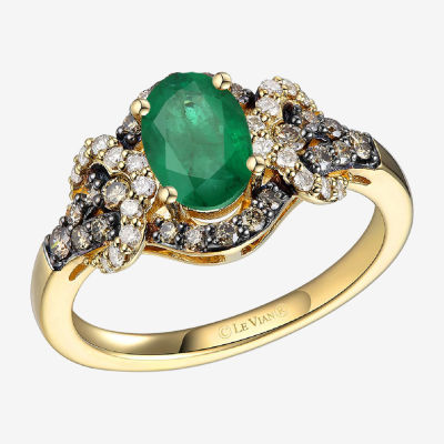 Le Vian® Grand Sample Sale™ Ring featuring 5/8 CT. Emerald 1/3 CT. Chocolate Diamonds® 1/8 CT. Nude Diamonds™  set in 14K Honey Gold™
