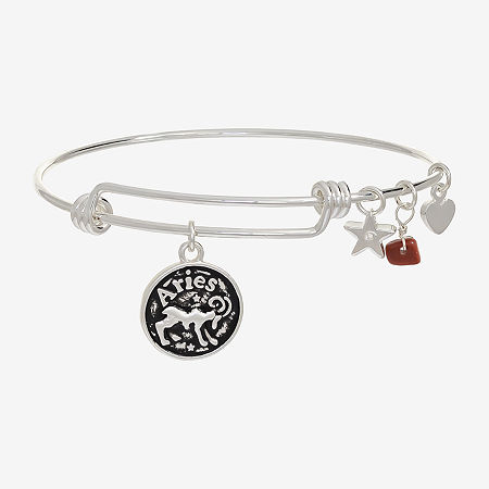 Sparkle Allure Zodiac Womens Red Ruby Silver Tone Pure Silver Over Brass Round Bangle Bracelet