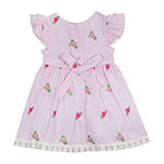 Rare Editions Baby Girls Short Sleeve Ruffled Sleeve A-Line Dress