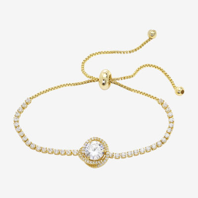 Sparkle Allure Womens Cubic Zirconia 14K Gold Over Brass Tennis Bracelet