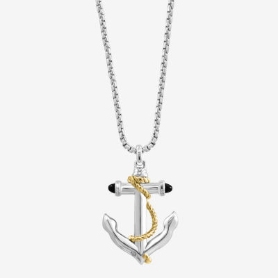 Effy Mens 18K Gold Sterling Silver Anchor Pendant Necklace JCPenney
