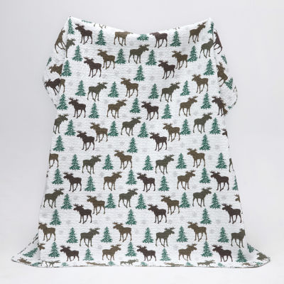 Linery Moose Trees Reversible Quilt Set