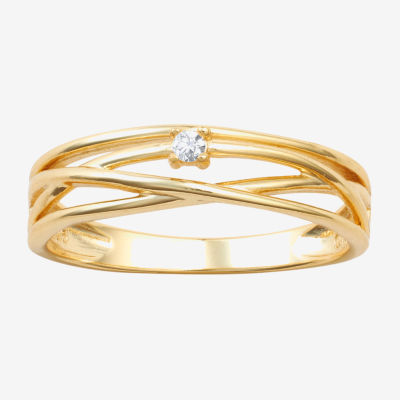 Silver Treasures Cubic Zirconia 24K Gold Over Round Band