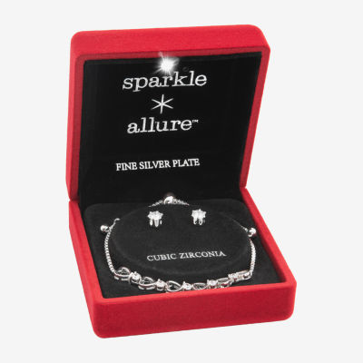 Sparkle Allure Light Up Box 2-pc. Cubic Zirconia Pure Silver Over Brass Heart Jewelry Set