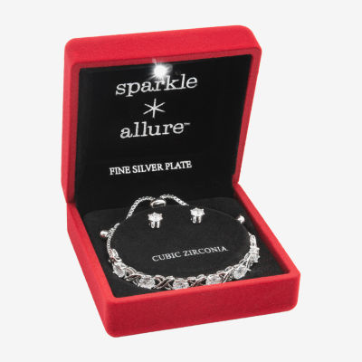 Sparkle Allure Light Up Box 2-pc. Cubic Zirconia Pure Silver Over Brass Jewelry Set