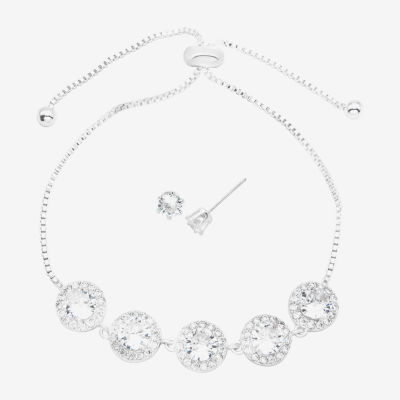 Sparkle Allure Light Up Box Halo 2-pc. Cubic Zirconia Pure Silver Over Brass Round Jewelry Set