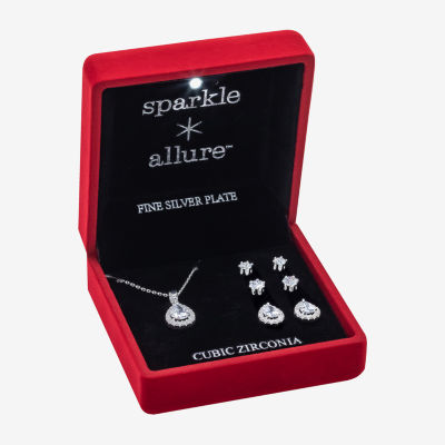Sparkle Allure Light Up Box -pc. Cubic Zirconia Pure Silver Over Brass Jewelry Set