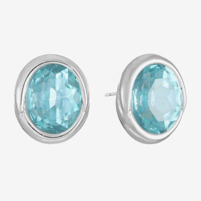 Monet Jewelry Glass 13.5mm Oval Stud Earrings