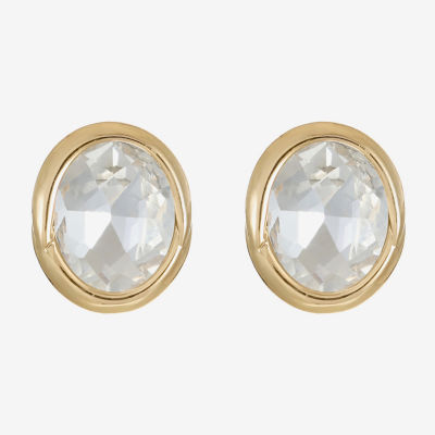 Monet Jewelry Glass 13.5mm Oval Stud Earrings