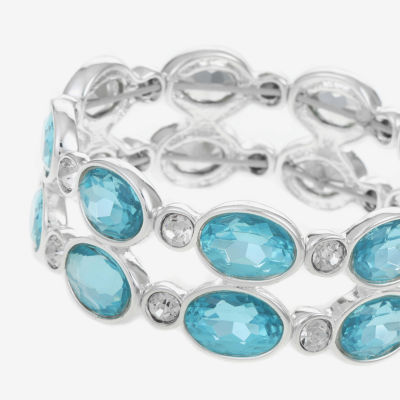 Monet Jewelry Thick Glass Oval Stretch Bracelet