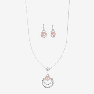 Monet Jewelry Timeless Pendant Necklace And Drop Earring Womens Simulated Pearl 2-pc. Jewelry Set