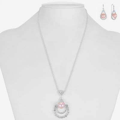 Monet Jewelry Timeless Pendant Necklace And Drop Earring Womens Simulated Pearl 2-pc. Jewelry Set