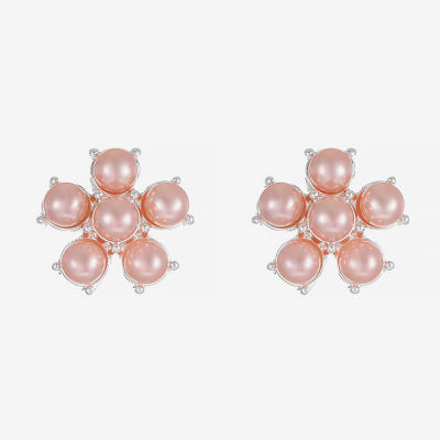 Monet Jewelry Simulated Pearl 17mm Flower Stud Earrings