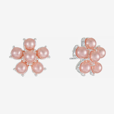 Monet Jewelry Simulated Pearl 17mm Flower Stud Earrings