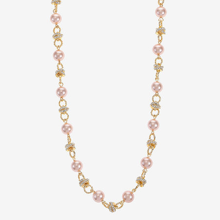 Monet Jewelry Layered Simulated Pearl 17 Inch Cable Round Collar Necklace, One Size, Pink