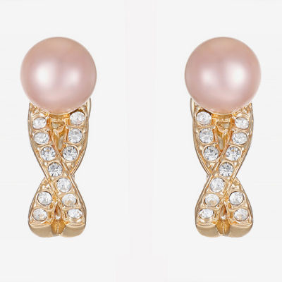 Monet Jewelry Huggie Simulated Pearl Round Clip On Earrings